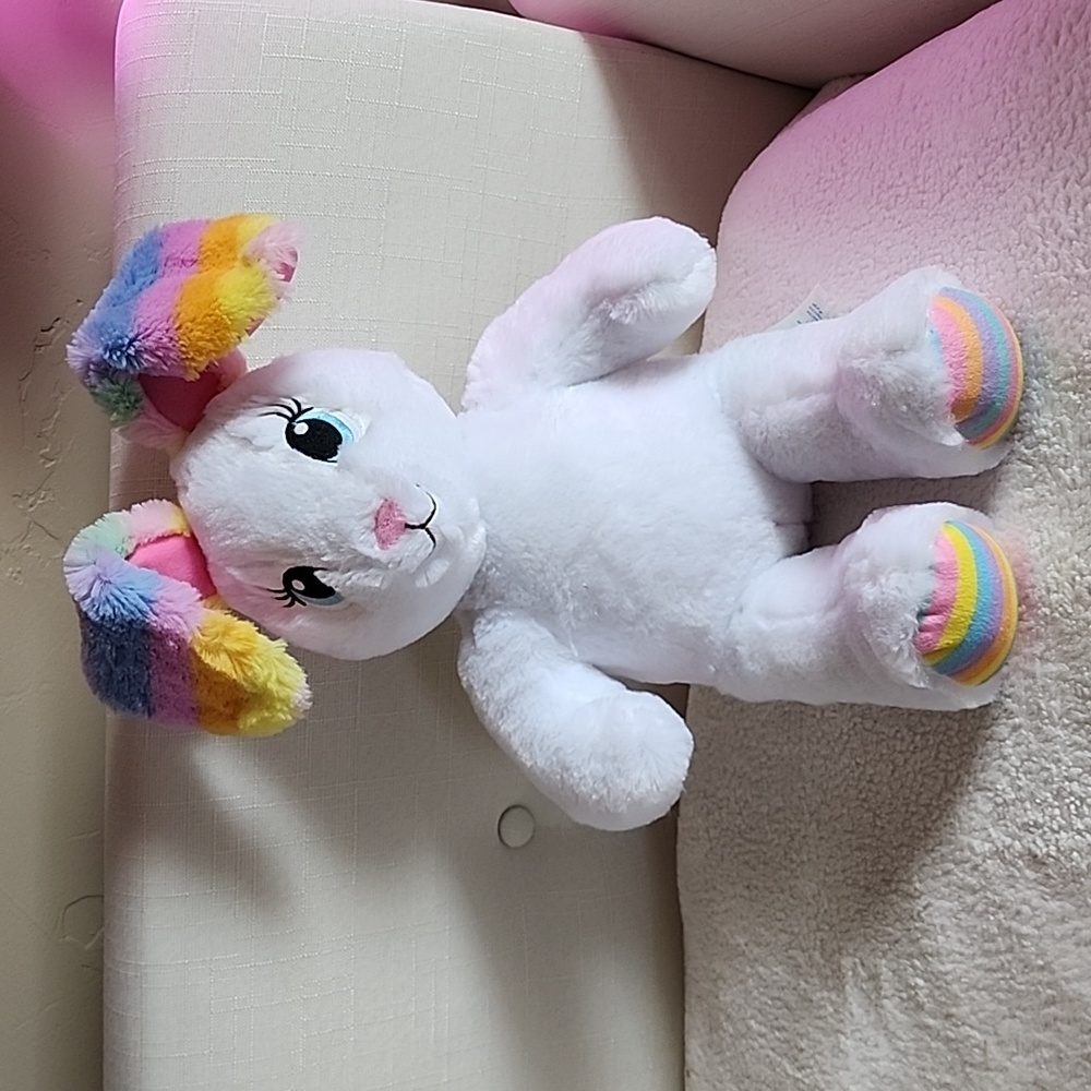 Build-A-Bear Bunny - White w/Pastel Stripe Ears/Feet